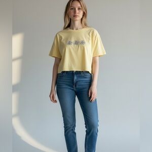 Sequin Yellow Floral Crop Top